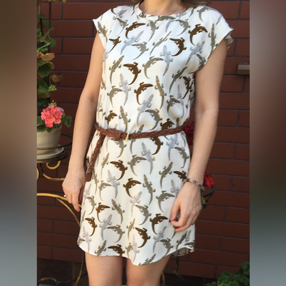 H&M Summer Light Shirt Crocodile Tunic Dress 👗 Funny Beach Cover Shirt